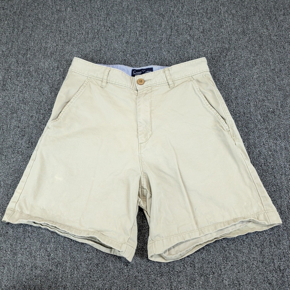 Coastal Cotton Preppy Chino Shorts Men 28 Khaki Pima Cotton Modal Flat Front 7in